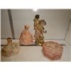 Image 1 : 2 Small Porcelain Dolls, Lidded Dish, Angel