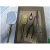Image 1 : Vintage Handheld Mirror Brush, Curling Iron and