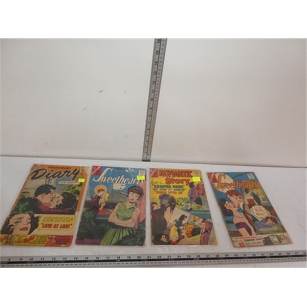 4 vintage comic books - sweeethearts,   romantic