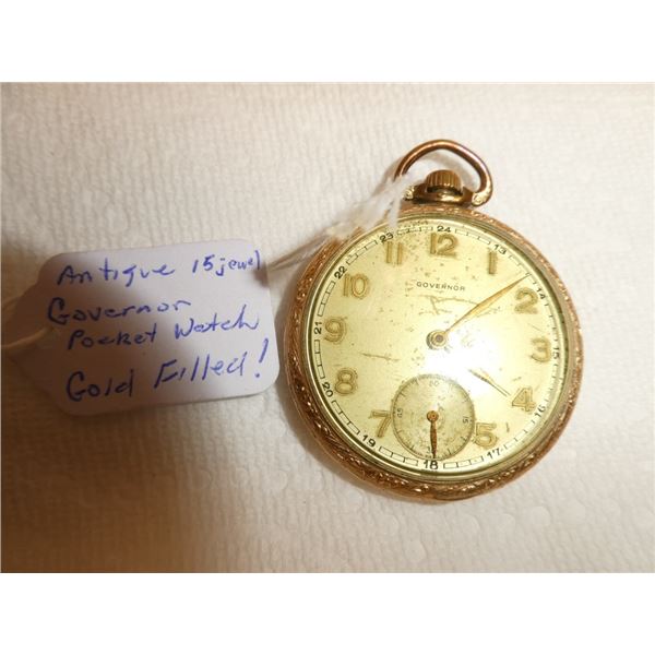 Antique 15 Jewel Governor Pocket Watch