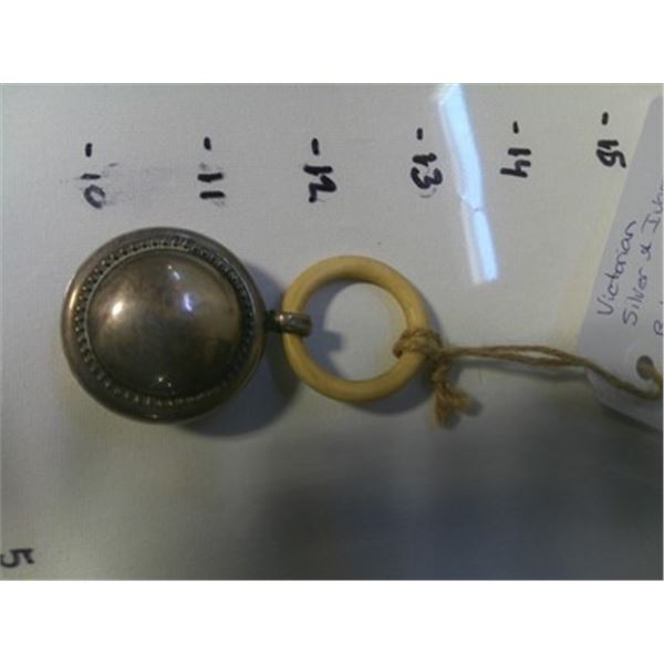 Antique Victorian Silver & Ivory Baby Rattle
