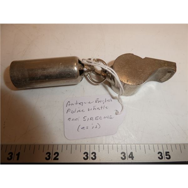 Antique English Police Whistle and Sirene