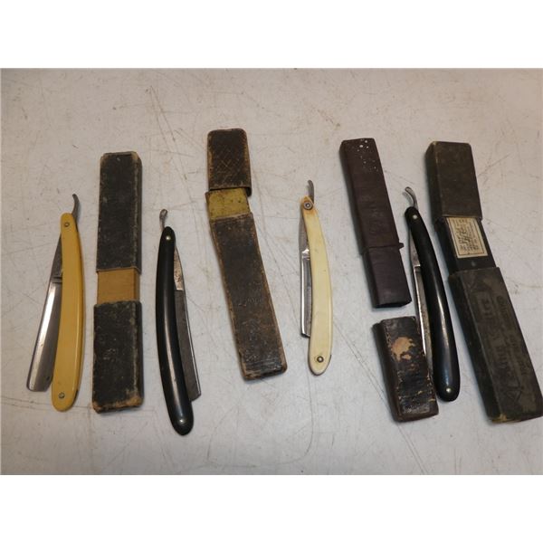 Misc. Antique Shaving Knives and Leather Barber