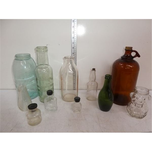 Vintage glass bottles and jugs