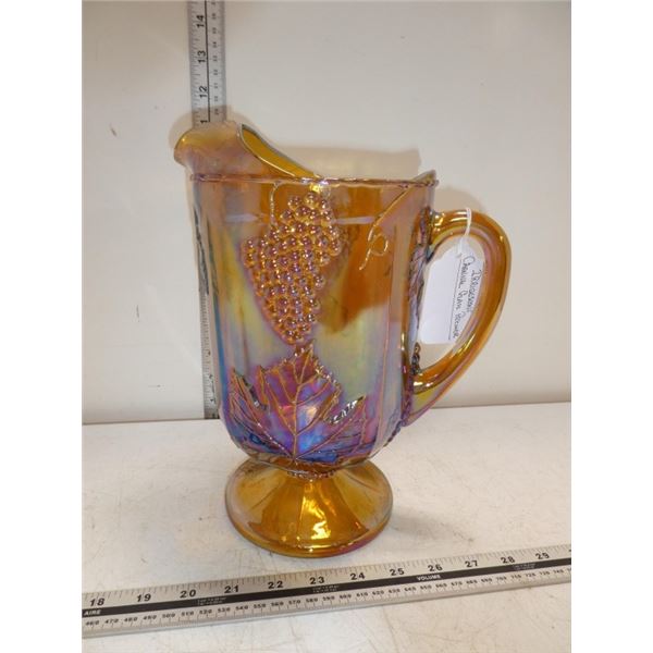 Vintage  Irisdescent Amber Carnival Glass Jug