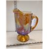 Image 1 : Vintage  Irisdescent Amber Carnival Glass Jug