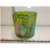 Image 1 : Vintage Green Irisdescent Carnival Glass Canister