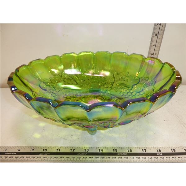 Vintage Green Irisdescent Carnival Glass  Bowl