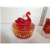 Image 3 : Red glass paper wieght, red glass swan lidded