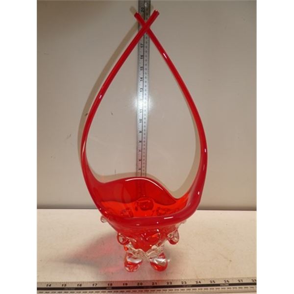 Vintage Red/Orange Art Glass Centerpiece