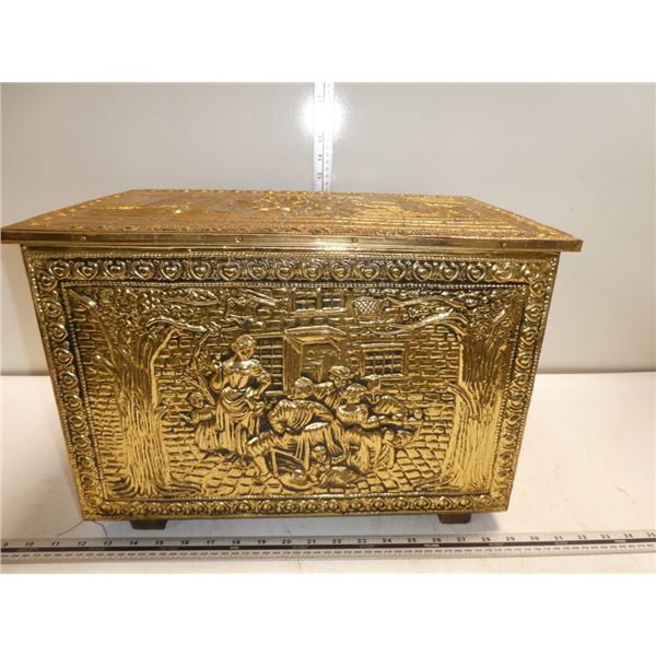 Vintage Brass Firewood Box