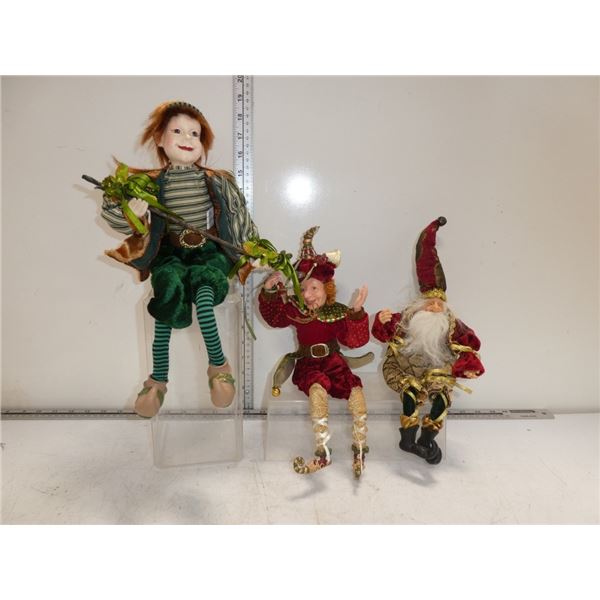 3 Whimsical Elf  Figurines