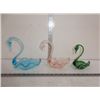 3 Swan shaped glass centerpieces