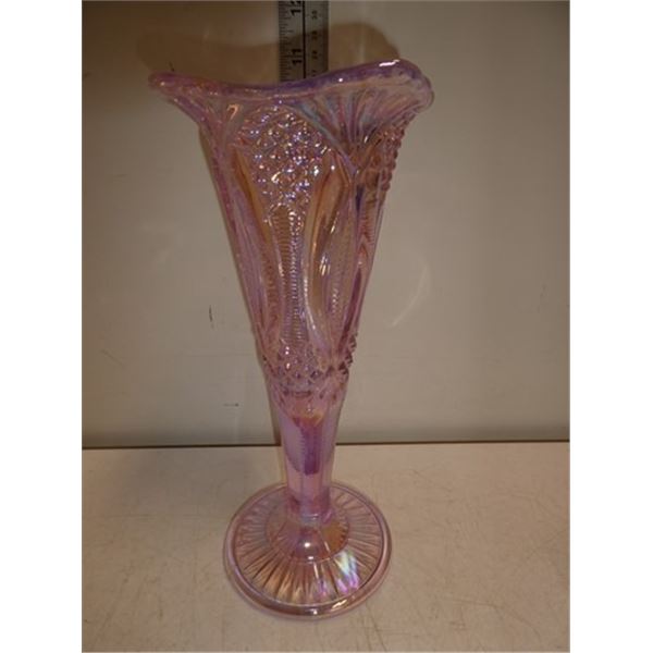 Pink Iridescent Art Glass Vase