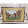 Image 4 : Vintage Hunting Scene Tray, Framed Brass Horse