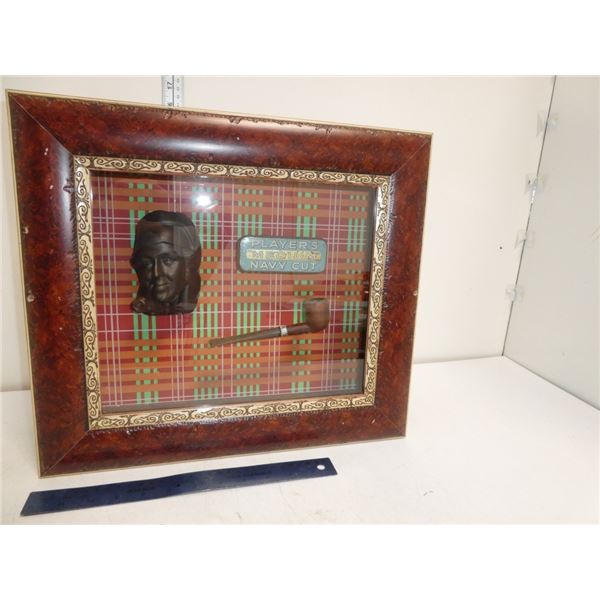 Shadow Box With Tobacco Items and Figurine