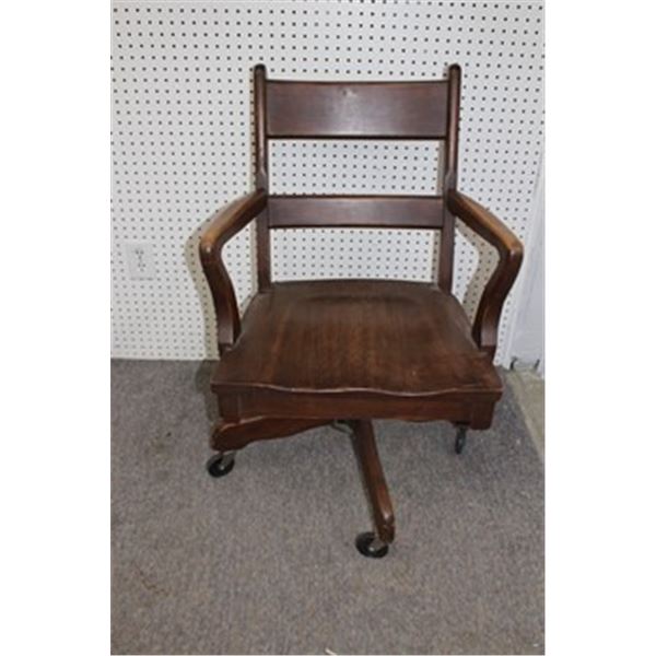 Vintage Wooden Office Captain Chair