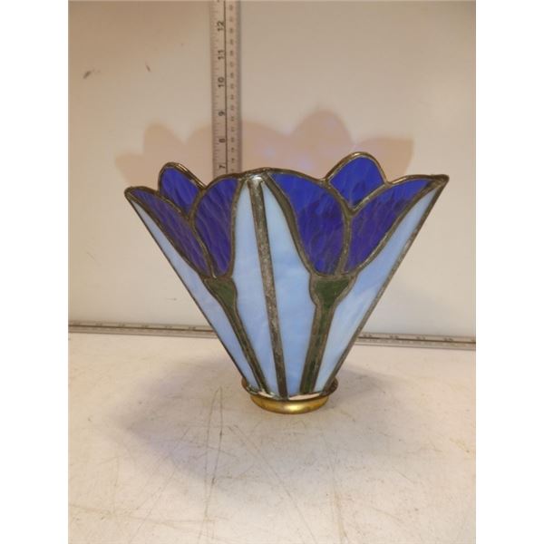 Small Blue Glass Leaded Lamp Shade