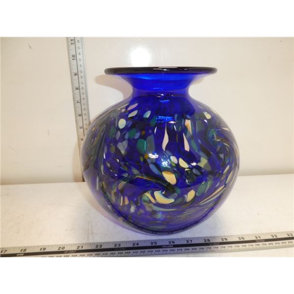 Beautiful Signed Blue,  Art Vase