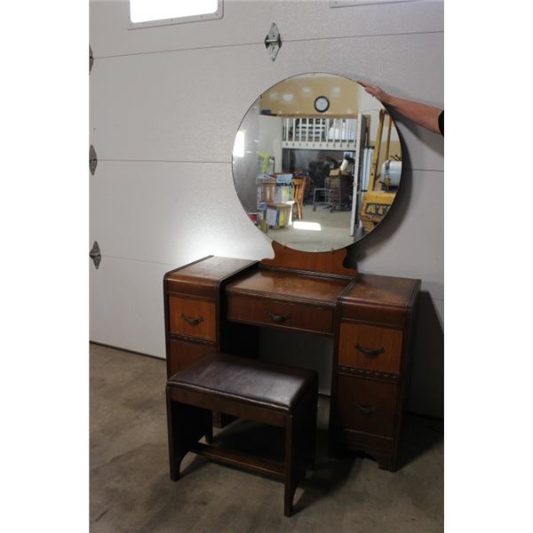 Antique Makeup Table with Stool