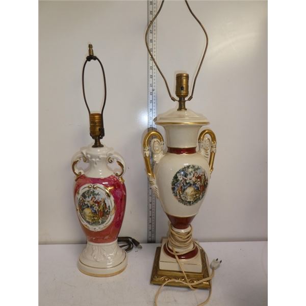 2 Ornate Ceramic Table Top Lamps