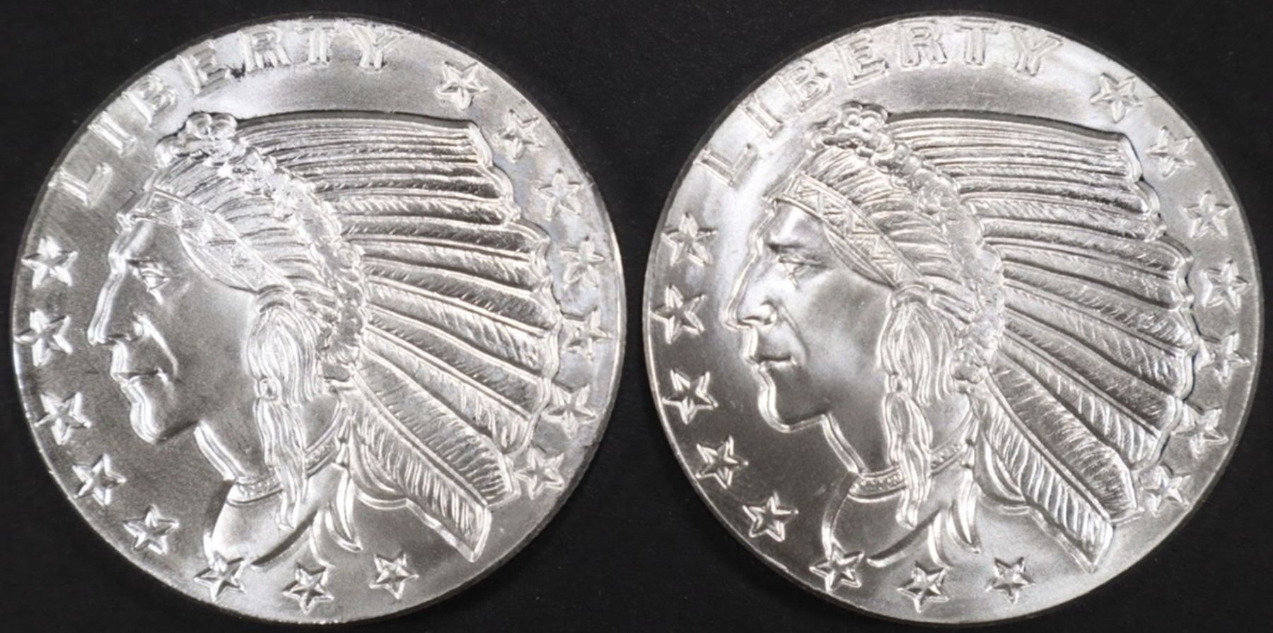 Disine Rounds (2) 1 OZ .999 SILVER INDIAN DESIGN ROUNDS