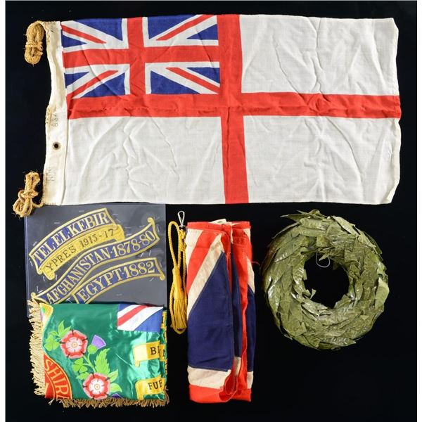 GROUP OF BRITISH MILITARY FLAGS AND RELATED.