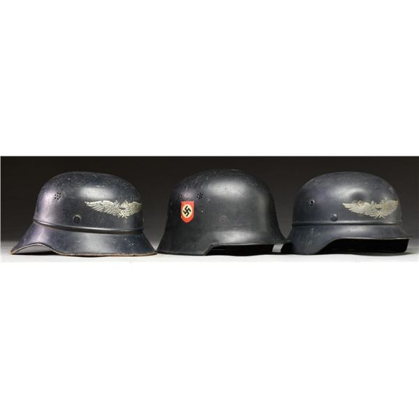 3 WWII GERMAN HELMETS.