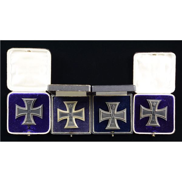 4 CASED WWI GERMAN 1st CLASS IRON CROSSES.