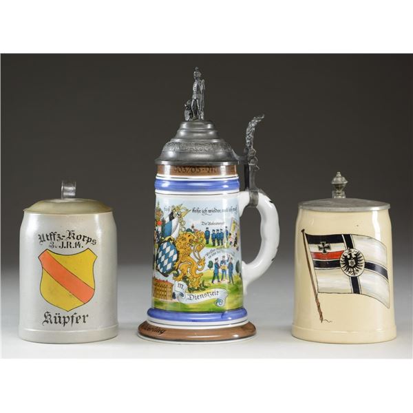 3 IMPERIAL GERMAN STEINS.