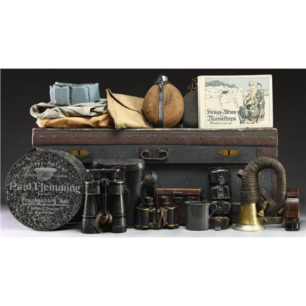 WWI GERMAN MILITARIA WITH WWI IRISH TRUNK.