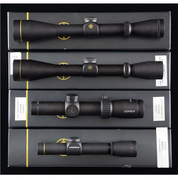 4 LEUPOLD VIARIABLE POWER RIFLE SCOPES.
