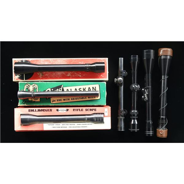 8 VINTAGE AMERICAN RIFLE SCOPES.