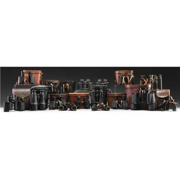 18 MILITARY & VINTAGE BINOCULARS