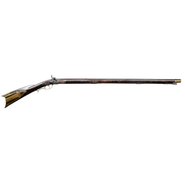 UNMARKED PERCUSSION FULL STOCK RIFLE.