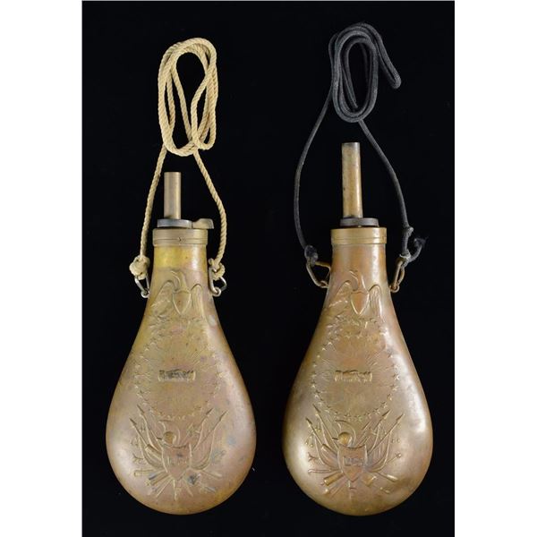 2 REPRODUCTION POWDER FLASKS.