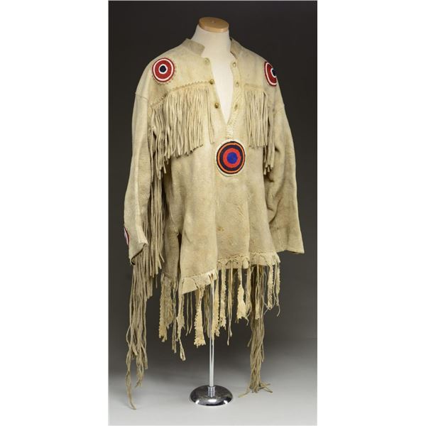 AMERICAN INDIAN BEADED DEERSKIN PRARIE SHIRT.