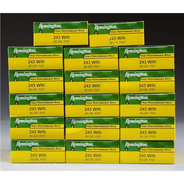 340 RDS. (17 BOXES) REMINGTON 243 WIN 80 GR. PSP.C