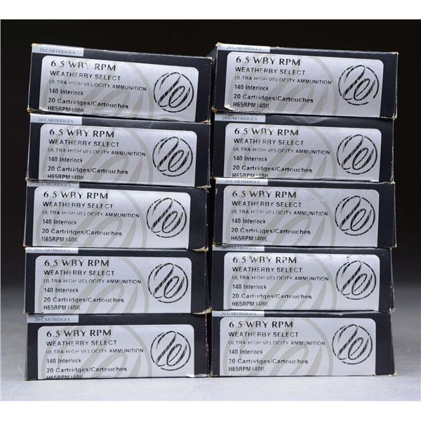 200 RDS. (10 BOXES) WEATHERBY 6.5 WBY RPM 140