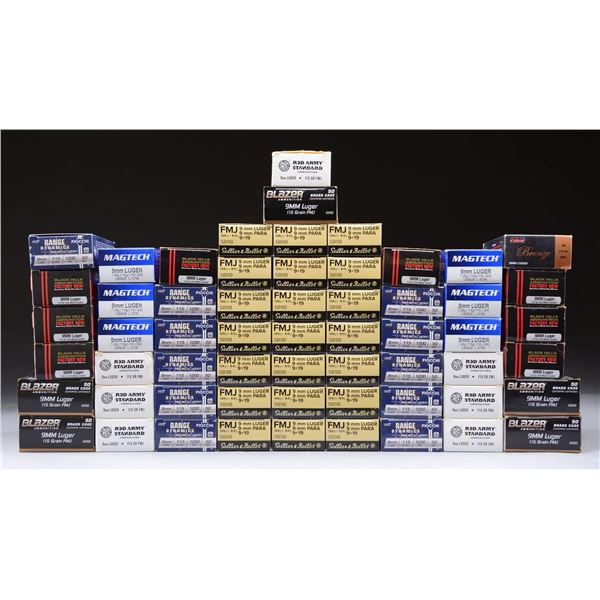 2,600 RDS. (52 BOXES) 9MM LUGER FMJ AMMO