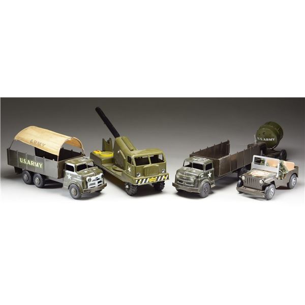 LOT OF MILITARY TOY VEHICLES.