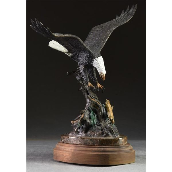 BALD EAGLE BRONZE SCULPTURE BY DAVID MANUEL TITLED