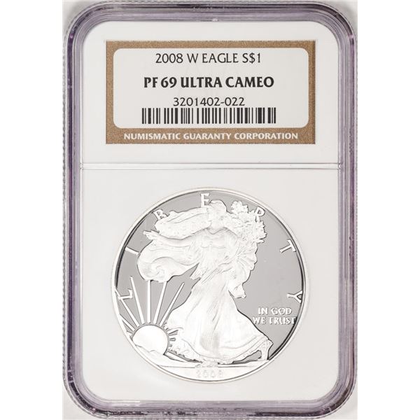 2008-W $1 Proof American Silver Eagle Coin NGC PF69 Ultra Cameo