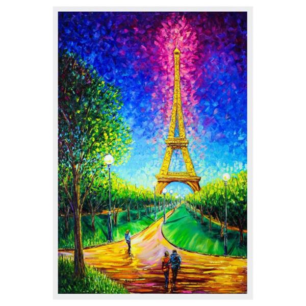 Svyatoslav Shyrochuk "Eiffel Tower at Night" Original Oil on Canvas