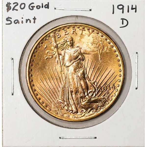 1914-D $20 St. Gaudens Double Eagle Gold Coin