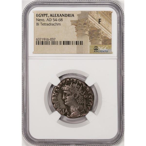 AD 54-68 Alexandria Egypt Nero Bi Tetradrachm Ancient Coin NGC F
