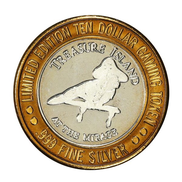 .999 Silver Treasure Island Las Vegas, Nevada $10 Casino Limited Edition Gaming Token