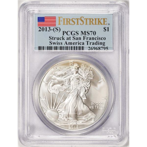 2013-(S) $1 American Silver Eagle Coin PCGS MS70 San Francisco Mint First Strike