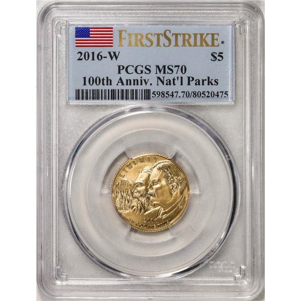 2016-W $5 100th Anniversary National Parks Gold Coin PCGS MS70 First Strike