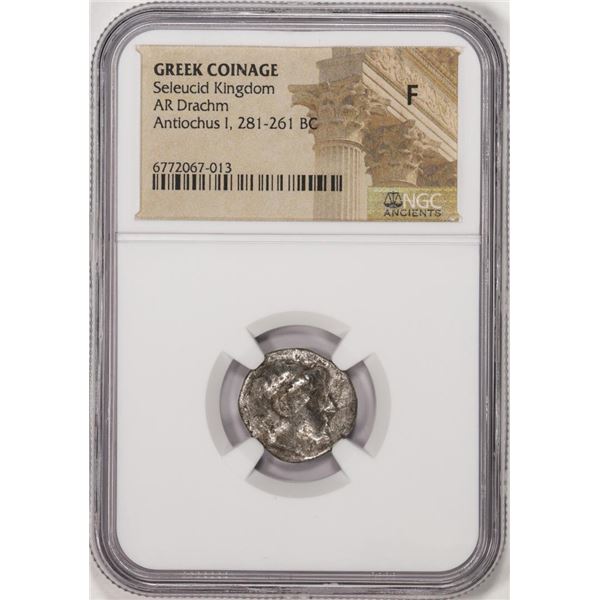 281-261 BC Seleucid Kingdom Antiochus I AR Drachm Ancient Greek Coin NGC F